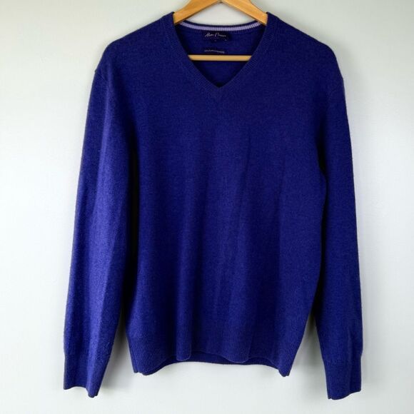 Alan Flusser 100% Cashmere v-neck Sweater Purple Size Medium - Picture 1 of 4